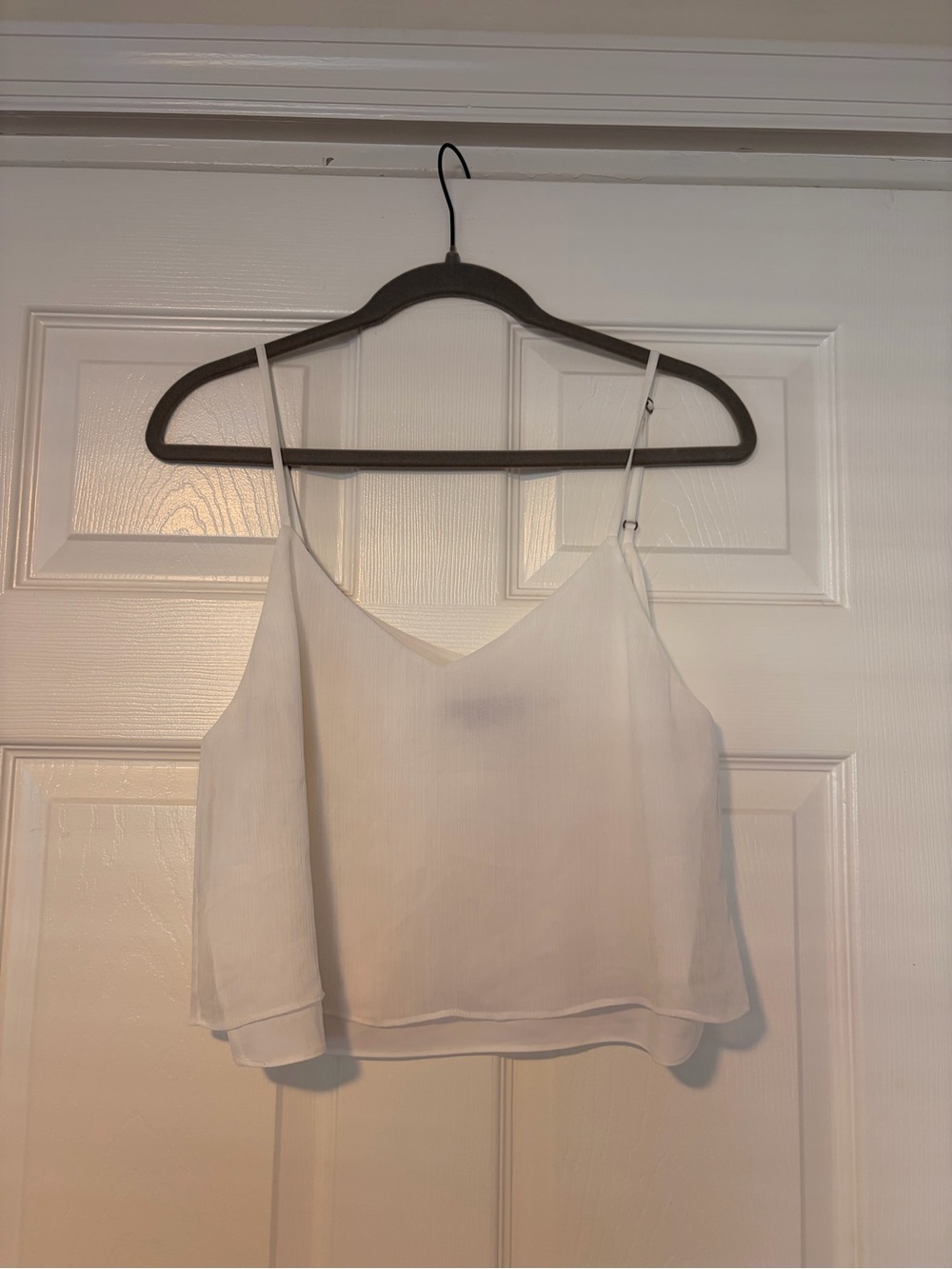 Alice + Olivia White Double Layer Chiffon Crop Top Cami